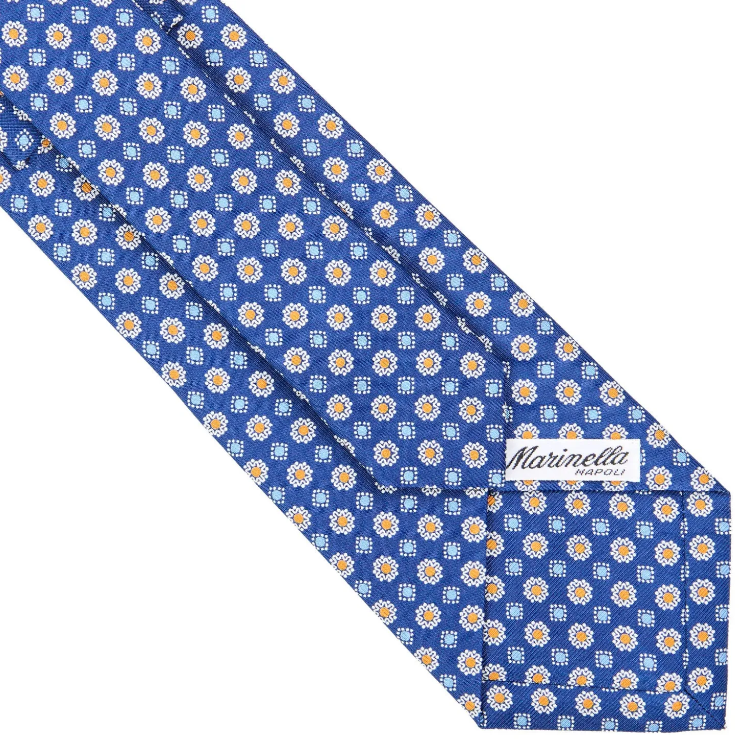 CRAVATTA SARTORIALE CLASSICA IN SETA BLU Microfantasia fiore