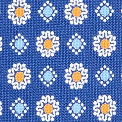 CRAVATTA SARTORIALE CLASSICA IN SETA BLU Microfantasia fiore