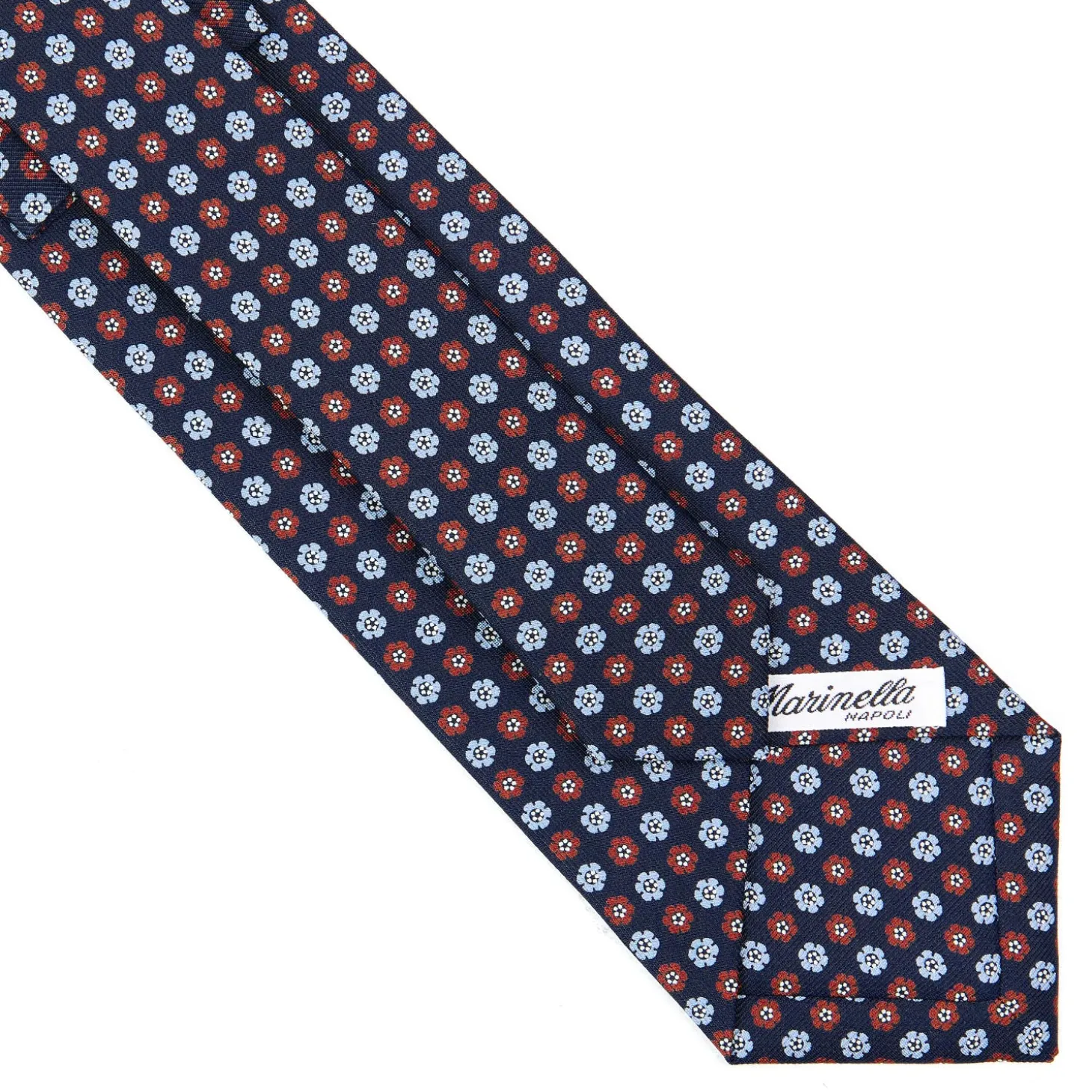 CRAVATTA SARTORIALE CLASSICA IN SETA BLU SCURO Microfantasia fiore