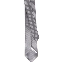 CRAVATTA SARTORIALE CLASSICA IN SETA GRIGIO SCURO Microfantasia fiore