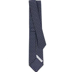 CRAVATTA SARTORIALE CLASSICA IN SETA BLU SCURO Microfantasia fiore