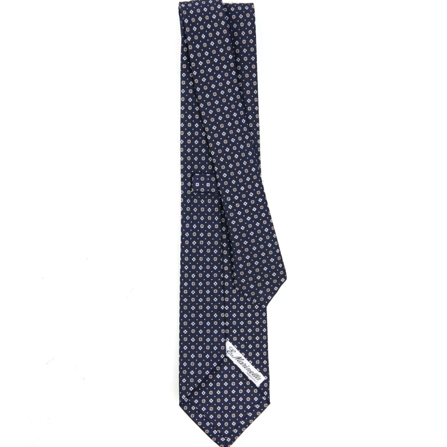 CRAVATTA SARTORIALE CLASSICA IN SETA BLU SCURO Microfantasia fiore