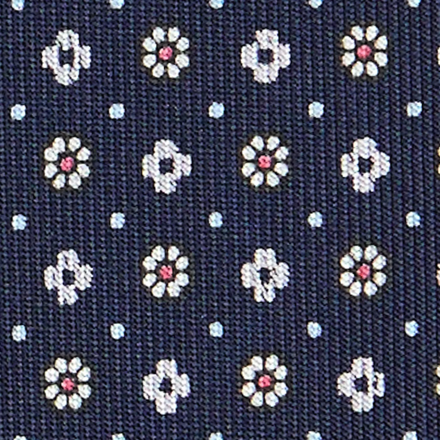 CRAVATTA SARTORIALE CLASSICA IN SETA BLU SCURO Microfantasia fiore