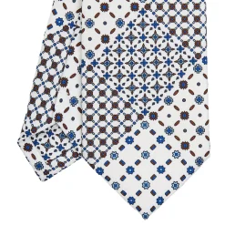 CRAVATTA SARTORIALE CLASSICA IN SETA BIANCA Patchwork