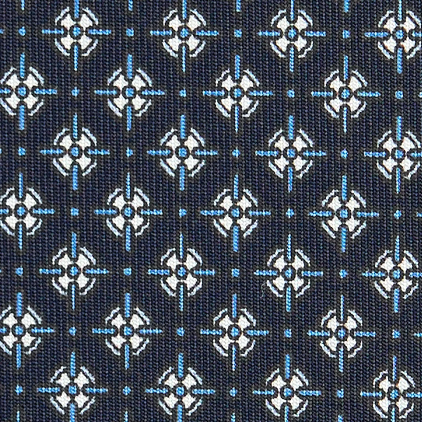 CRAVATTA SARTORIALE CLASSICA IN SETA BLU SCURO Microfantasia fiore