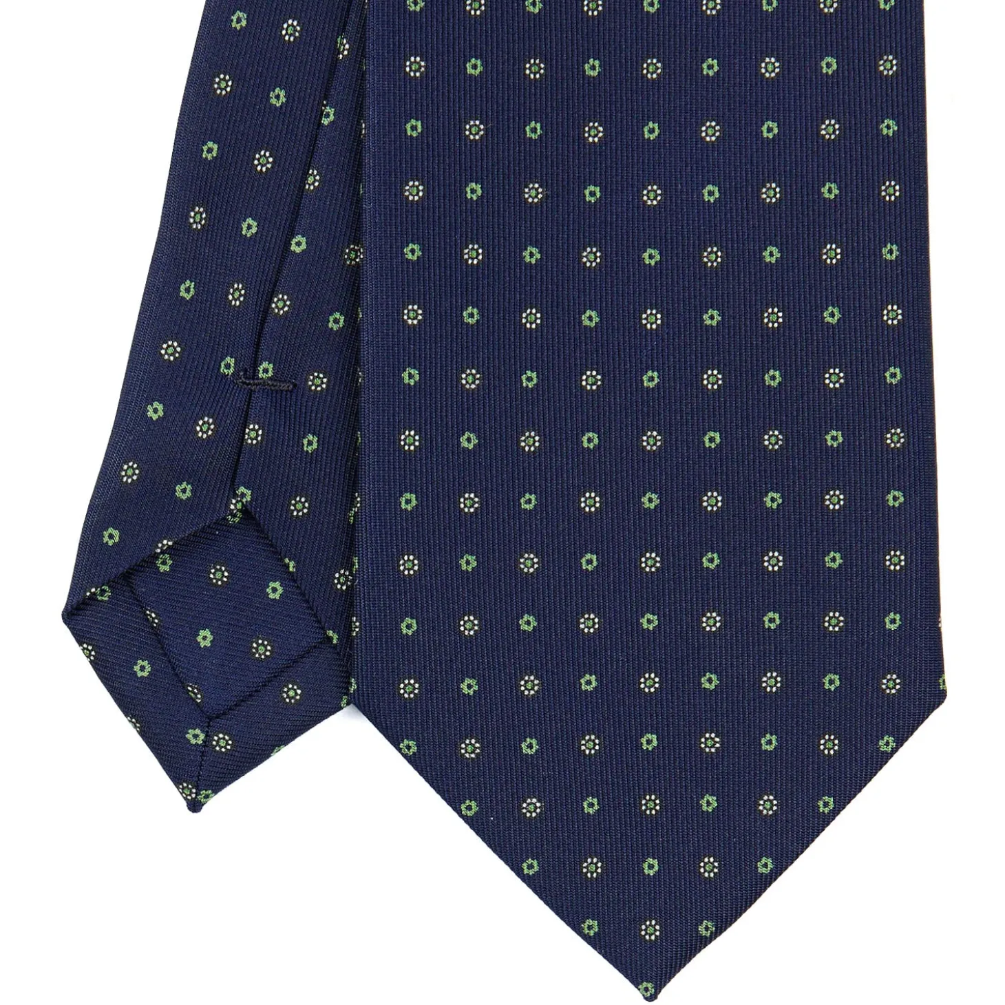 CRAVATTA SARTORIALE CLASSICA IN SETA BLU SCURO Microfantasia fiore
