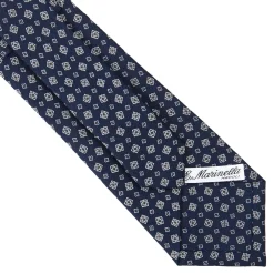 CRAVATTA SARTORIALE CLASSICA IN SETA BLU SCURO Microfantasia fiore