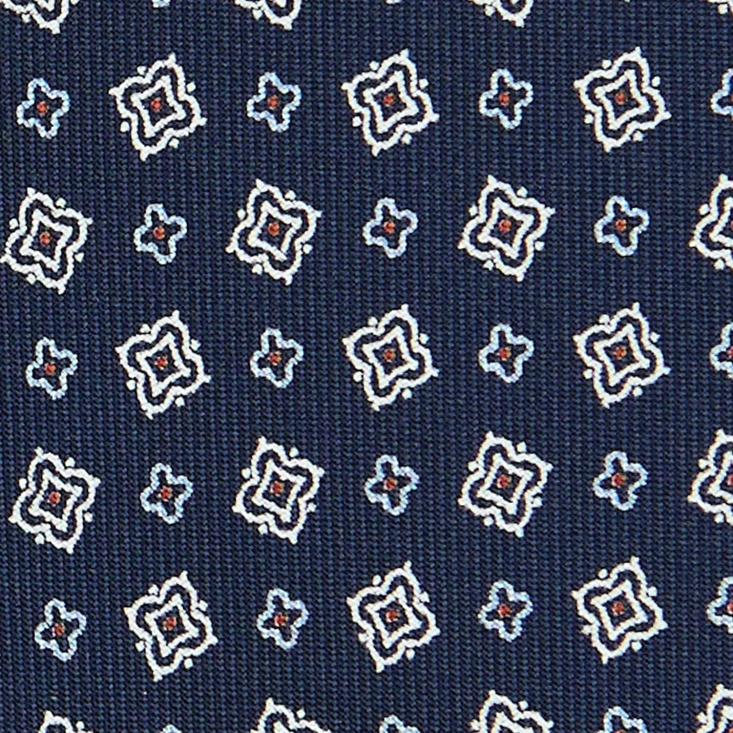 CRAVATTA SARTORIALE CLASSICA IN SETA BLU SCURO Microfantasia fiore