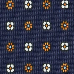 CRAVATTA SARTORIALE CLASSICA IN SETA BLU SCURO Microfantasia fiore