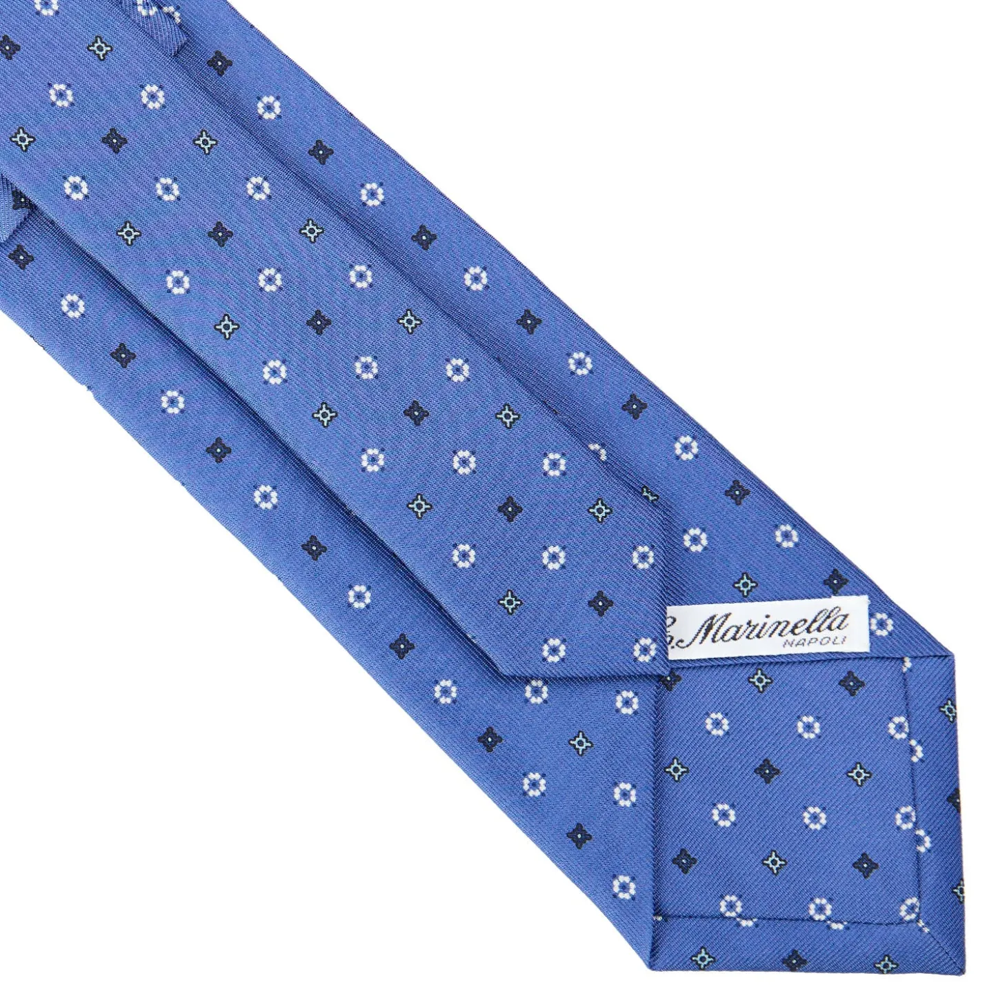 CRAVATTA SARTORIALE CLASSICA IN SETA AZZURRO POLVERE Microfantasia fiore