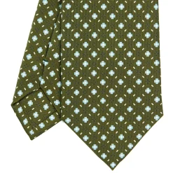 CRAVATTA SARTORIALE CLASSICA IN SETA VERDE OLIVA Microfantasia fiore