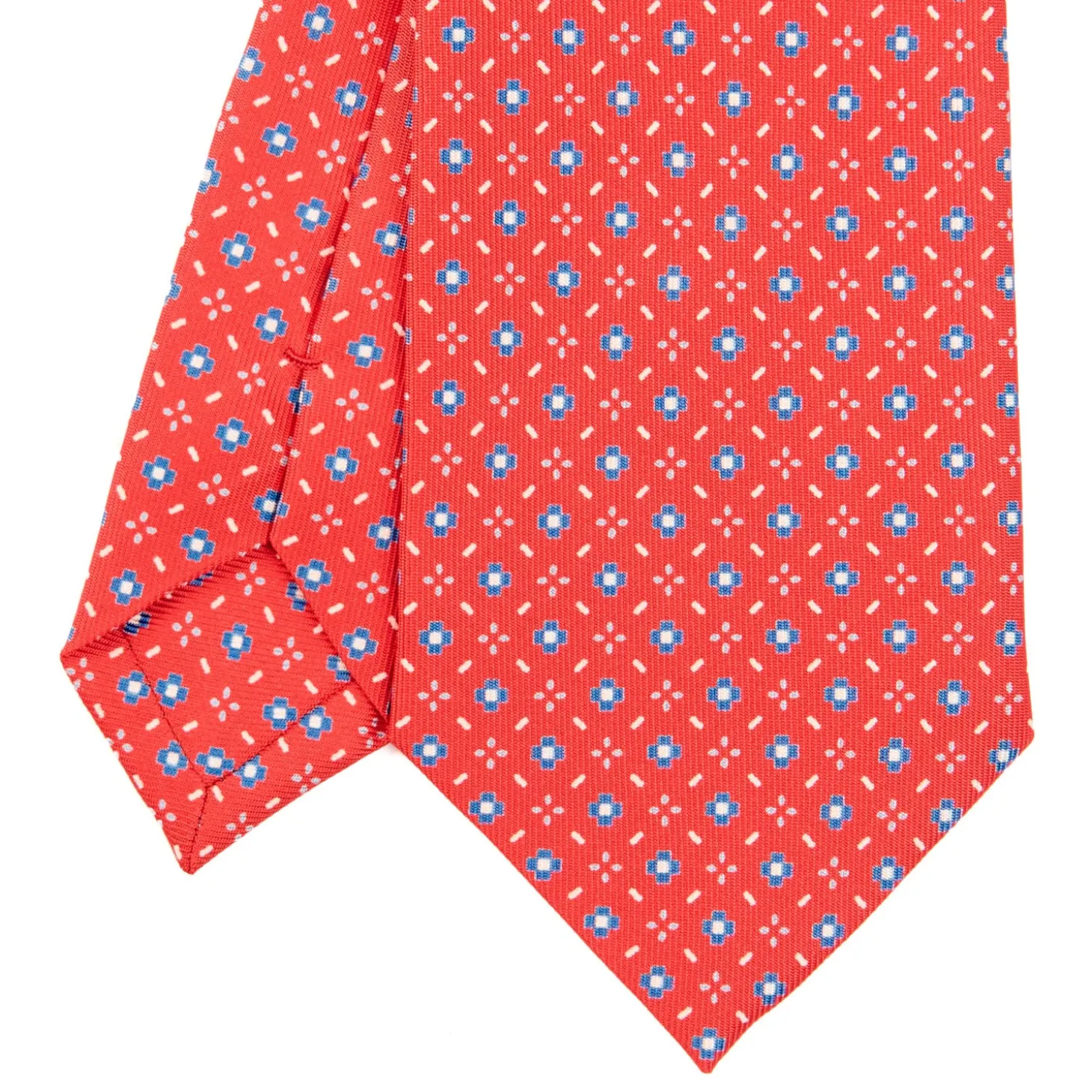 CRAVATTA SARTORIALE CLASSICA IN SETA ROSSA Microfantasia fiore