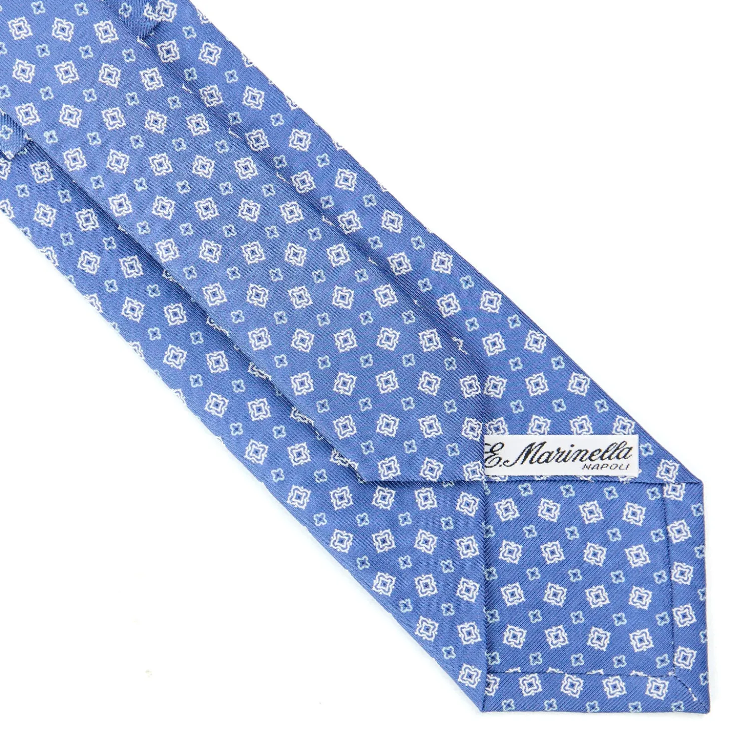 CRAVATTA SARTORIALE CLASSICA IN SETA AZZURRO POLVERE Microfantasia fiore