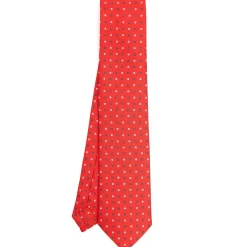 CRAVATTA SARTORIALE CLASSICA IN SETA ROSSA Microfantasia fiore