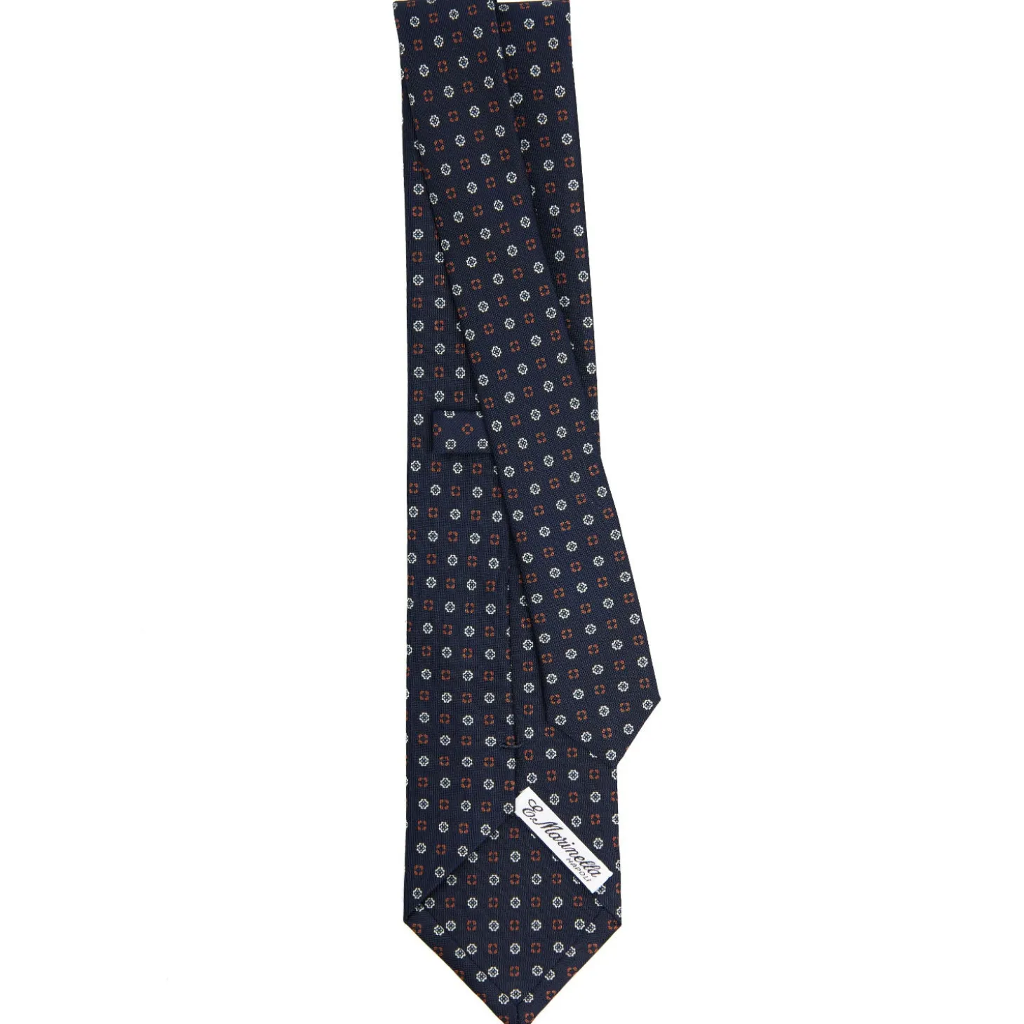 CRAVATTA SARTORIALE CLASSICA IN SETA BLU SCURO Microfantasia fiore