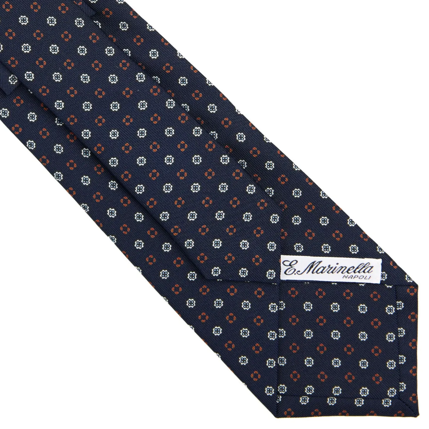 CRAVATTA SARTORIALE CLASSICA IN SETA BLU SCURO Microfantasia fiore