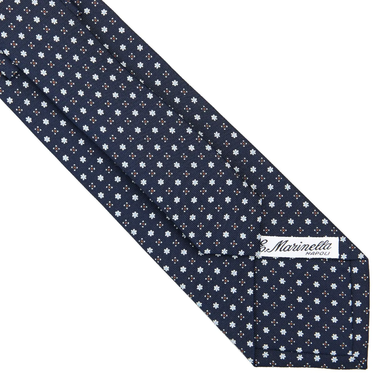 CRAVATTA SARTORIALE CLASSICA IN SETA BLU SCURO Microfantasia fiore