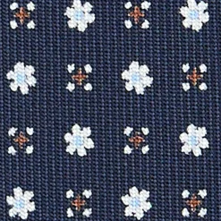 CRAVATTA SARTORIALE CLASSICA IN SETA BLU SCURO Microfantasia fiore