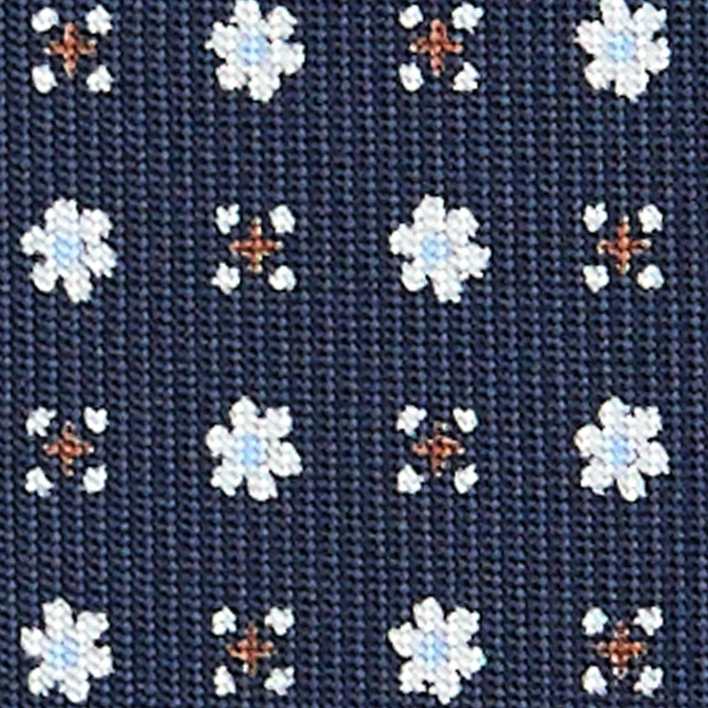 CRAVATTA SARTORIALE CLASSICA IN SETA BLU SCURO Microfantasia fiore