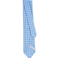 CRAVATTA SARTORIALE CLASSICA IN SETA AZZURRA Microfantasia fiore