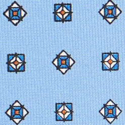 CRAVATTA SARTORIALE CLASSICA IN SETA AZZURRA Microfantasia fiore