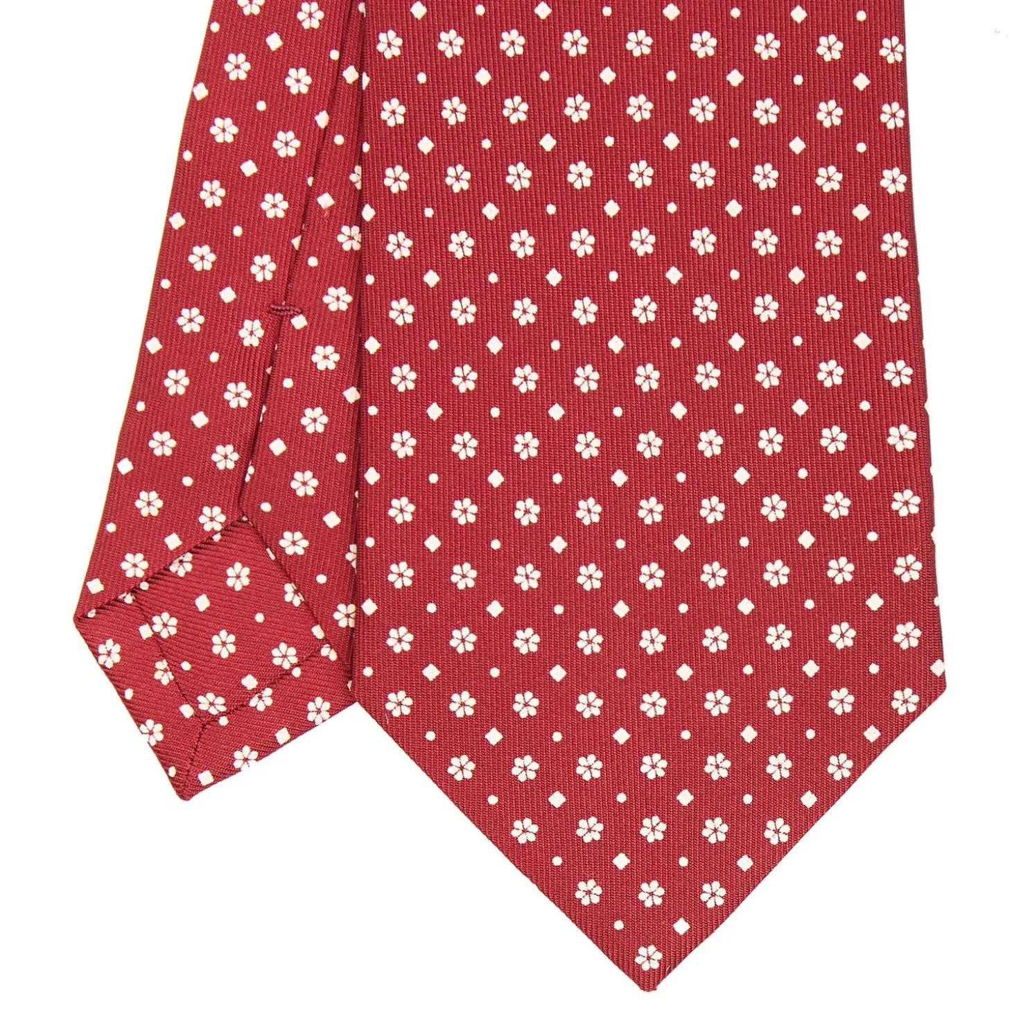 CRAVATTA SARTORIALE CLASSICA IN SETA BORDEAUX Microfantasia fiore