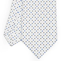 CRAVATTA SARTORIALE CLASSICA IN SETA BIANCA Microfantasia fiore