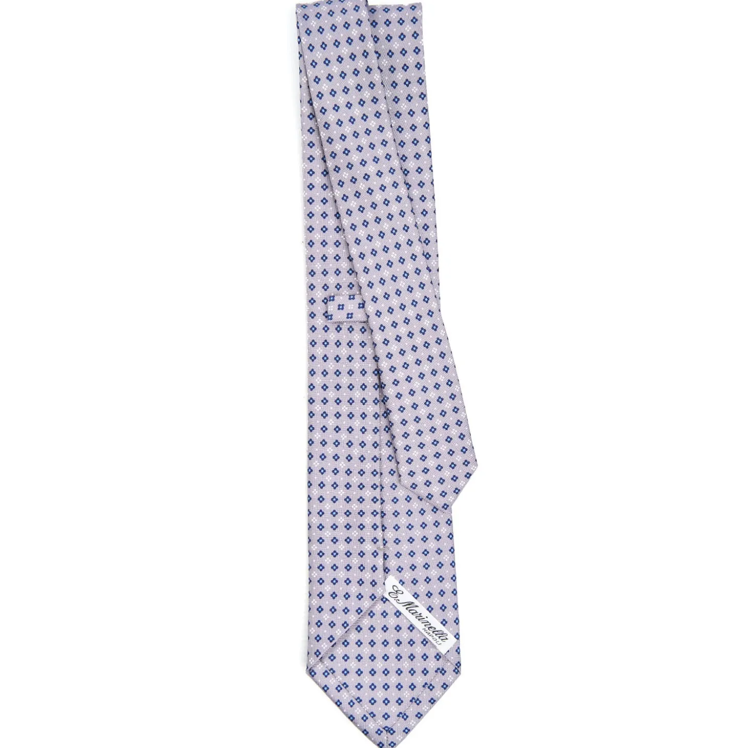 CRAVATTA SARTORIALE CLASSICA IN SETA GRIGIO CHIARO Microfantasia fiore