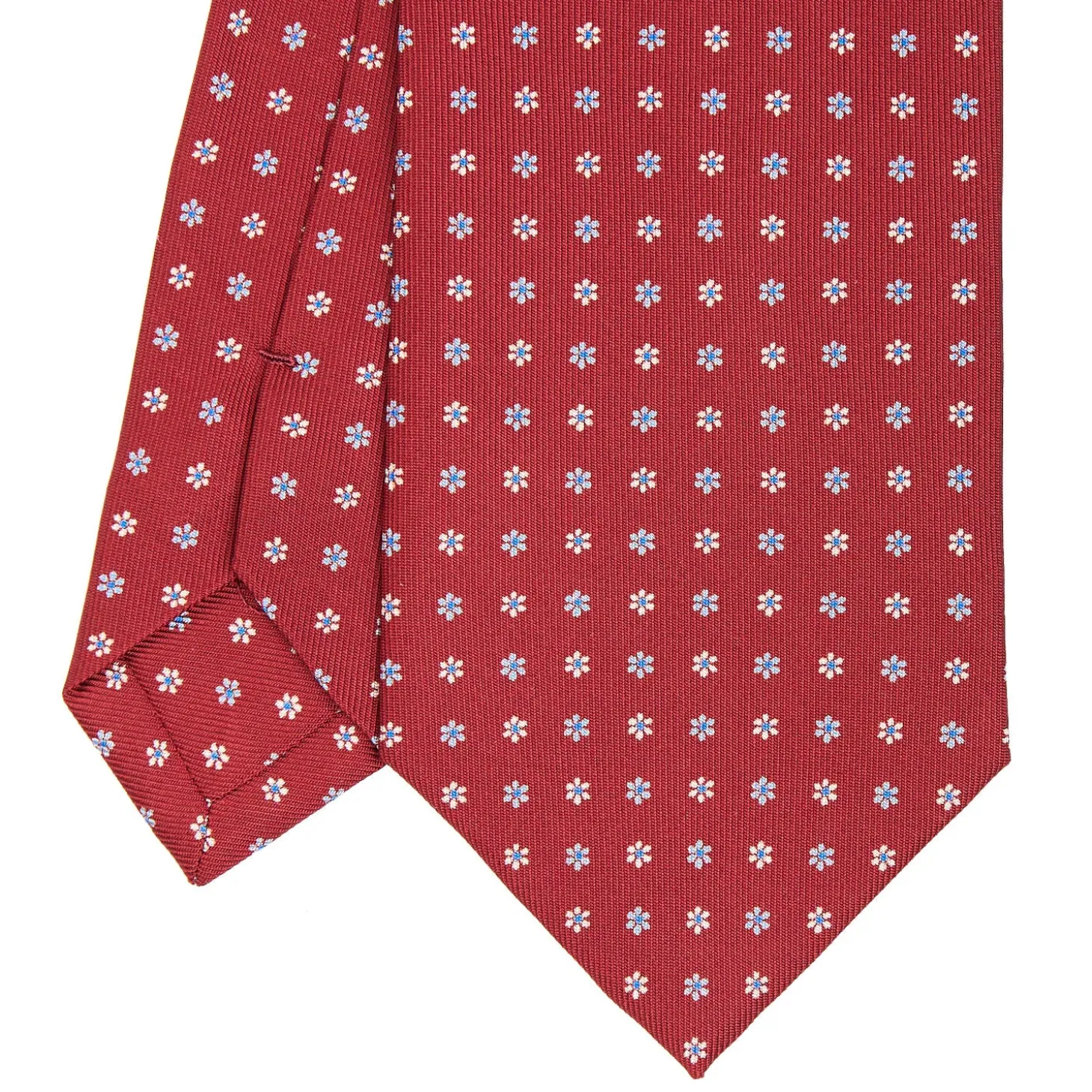CRAVATTA SARTORIALE CLASSICA IN SETA BORDEAUX Microfantasia fiore