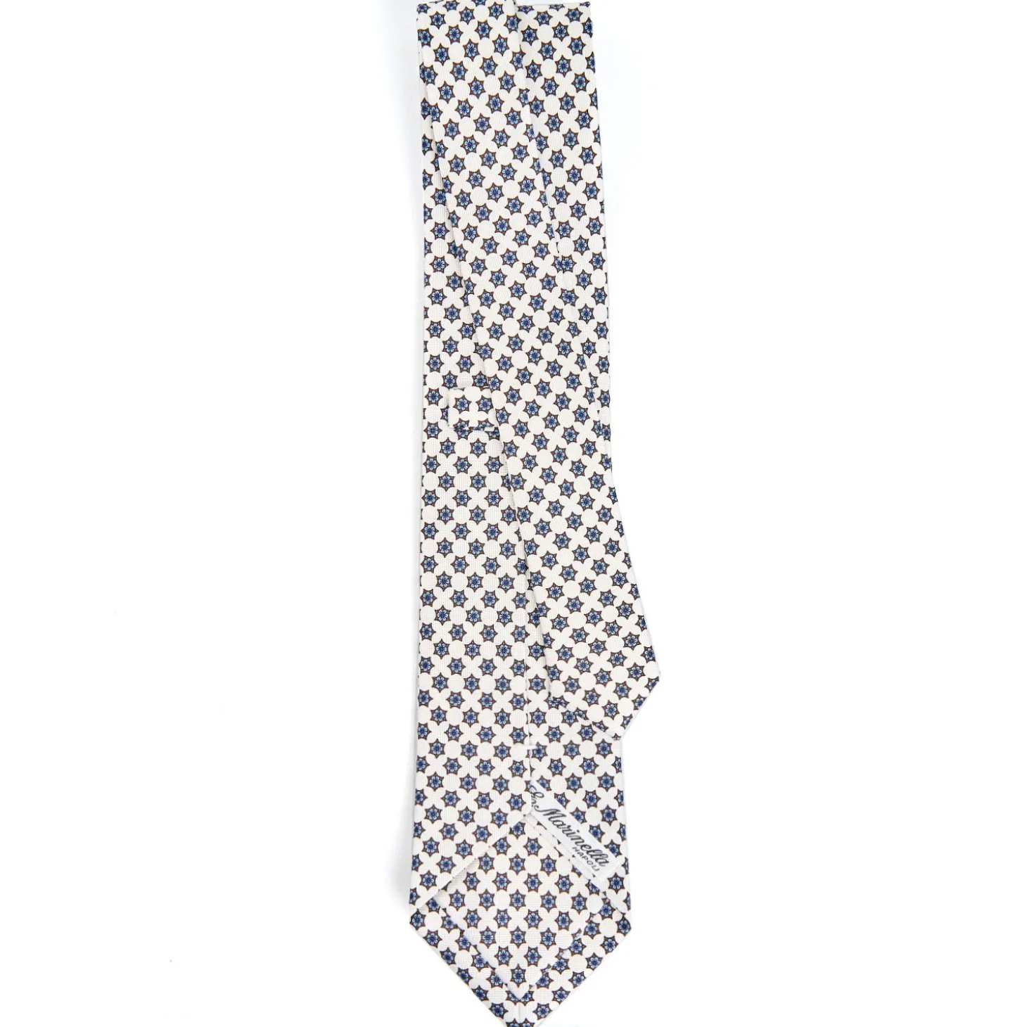 CRAVATTA SARTORIALE CLASSICA IN SETA BIANCA Microfantasia fiore