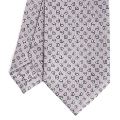 CRAVATTA SARTORIALE CLASSICA IN SETA GRIGIO CHIARO Microfantasia fiore