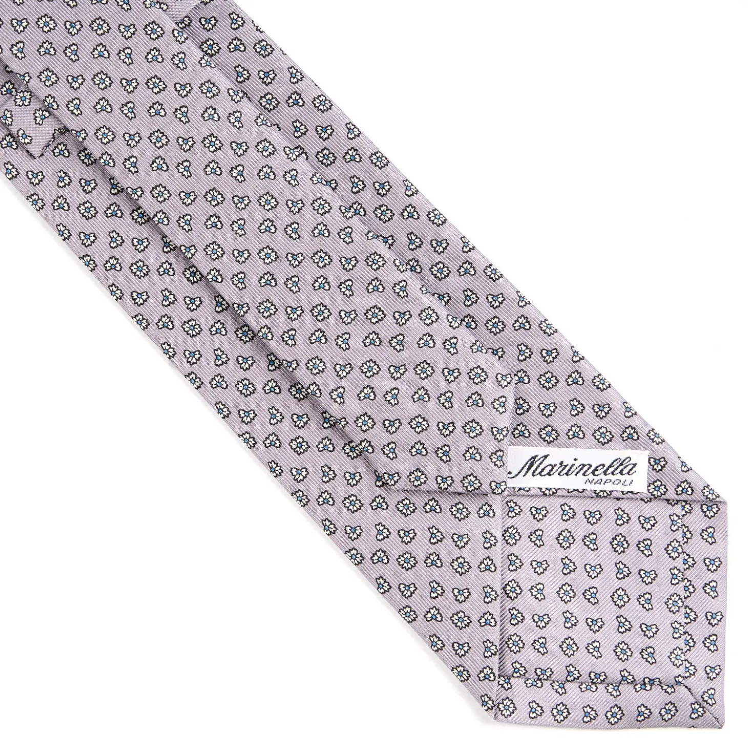 CRAVATTA SARTORIALE CLASSICA IN SETA GRIGIO CHIARO Microfantasia fiore
