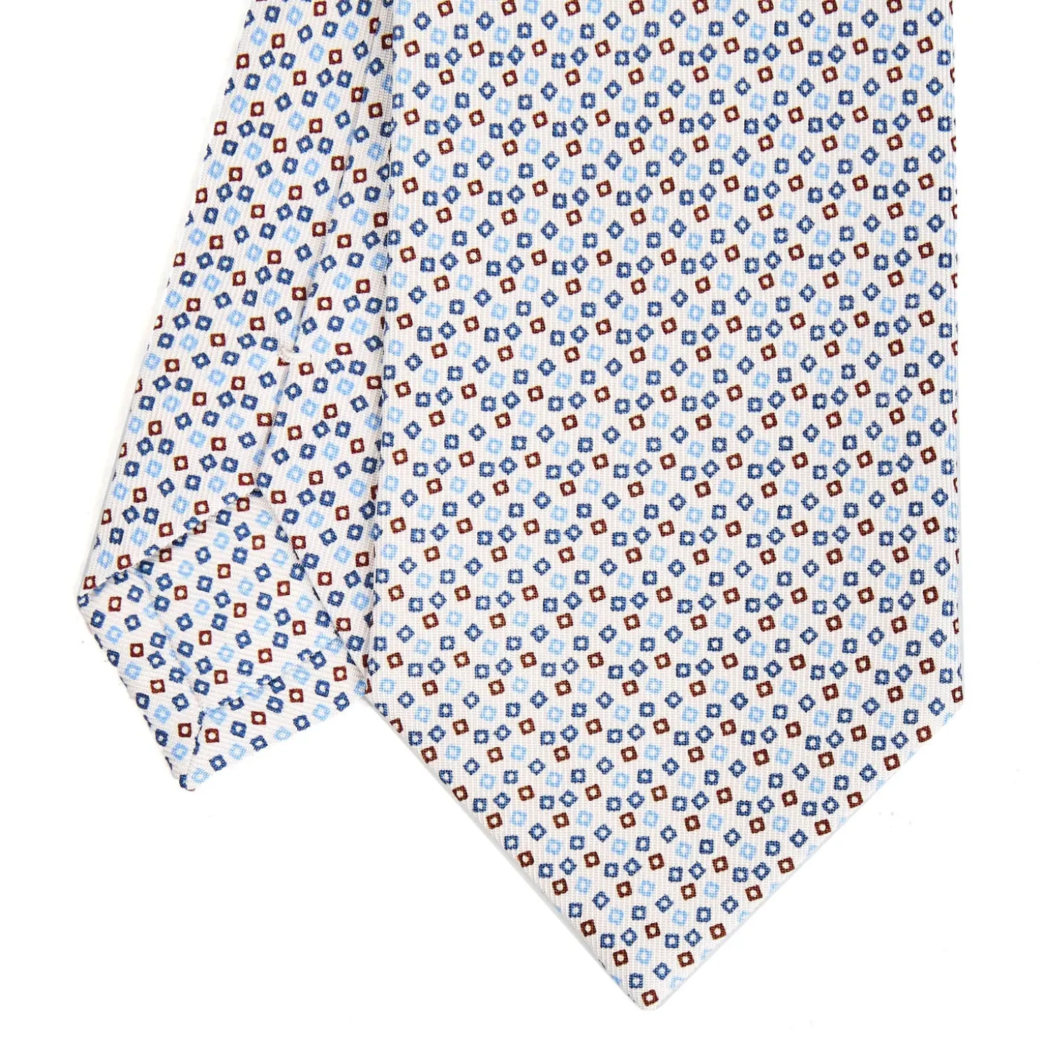 CRAVATTA SARTORIALE CLASSICA IN SETA BIANCO Microfantasia fiore