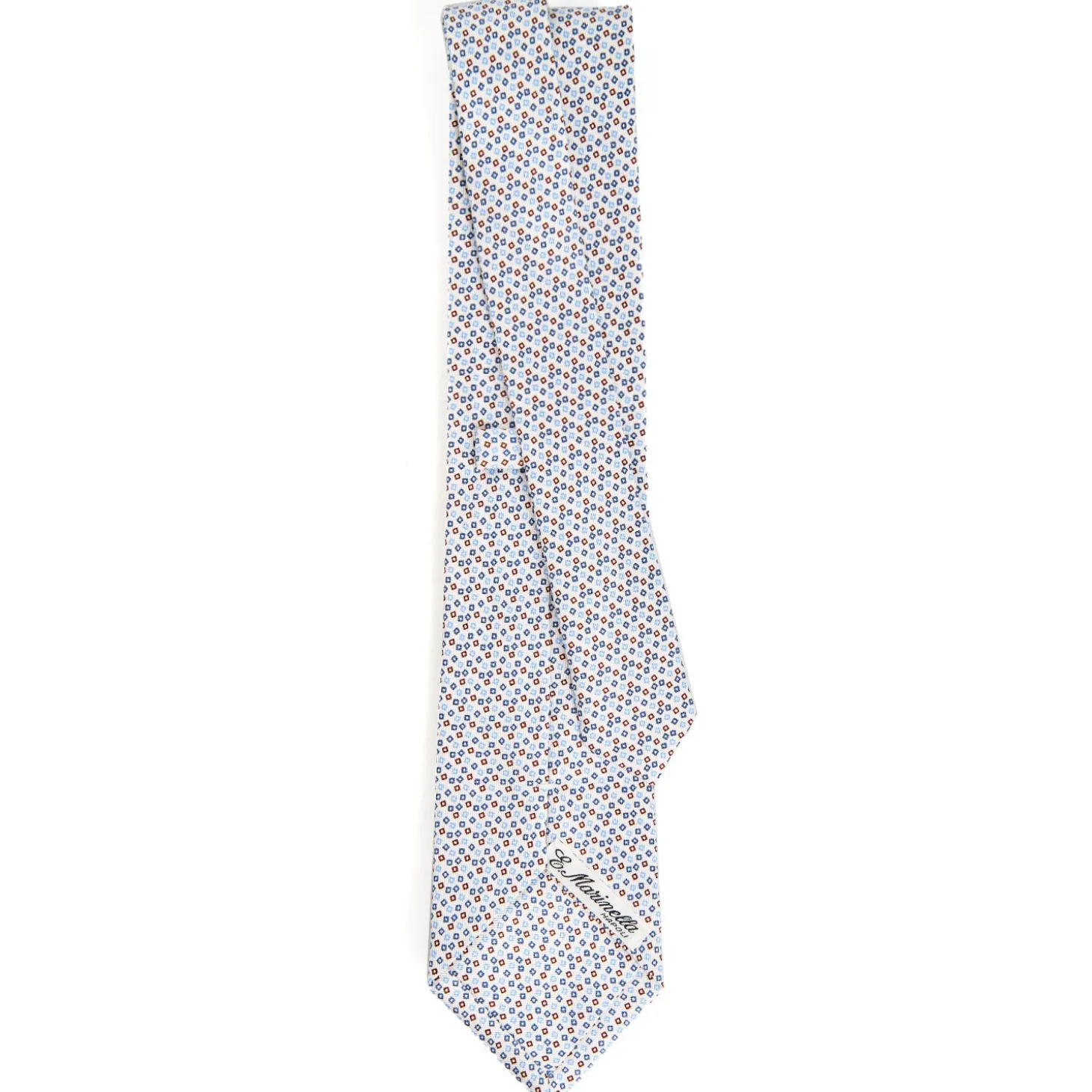 CRAVATTA SARTORIALE CLASSICA IN SETA BIANCO Microfantasia fiore