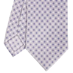 CRAVATTA SARTORIALE CLASSICA IN SETA GRIGIO CHIARO Microfantasia fiore