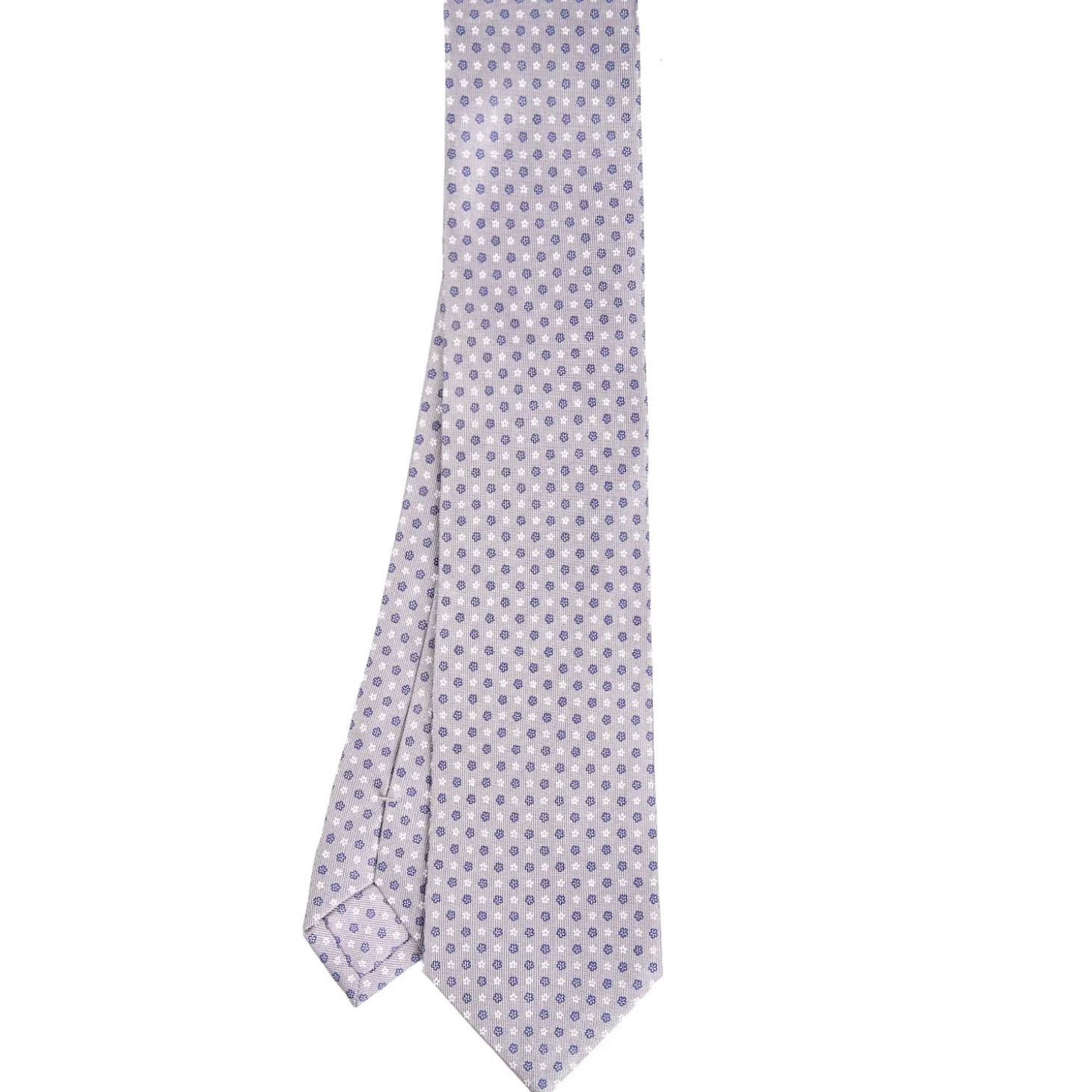 CRAVATTA SARTORIALE CLASSICA IN SETA GRIGIO CHIARO Microfantasia fiore