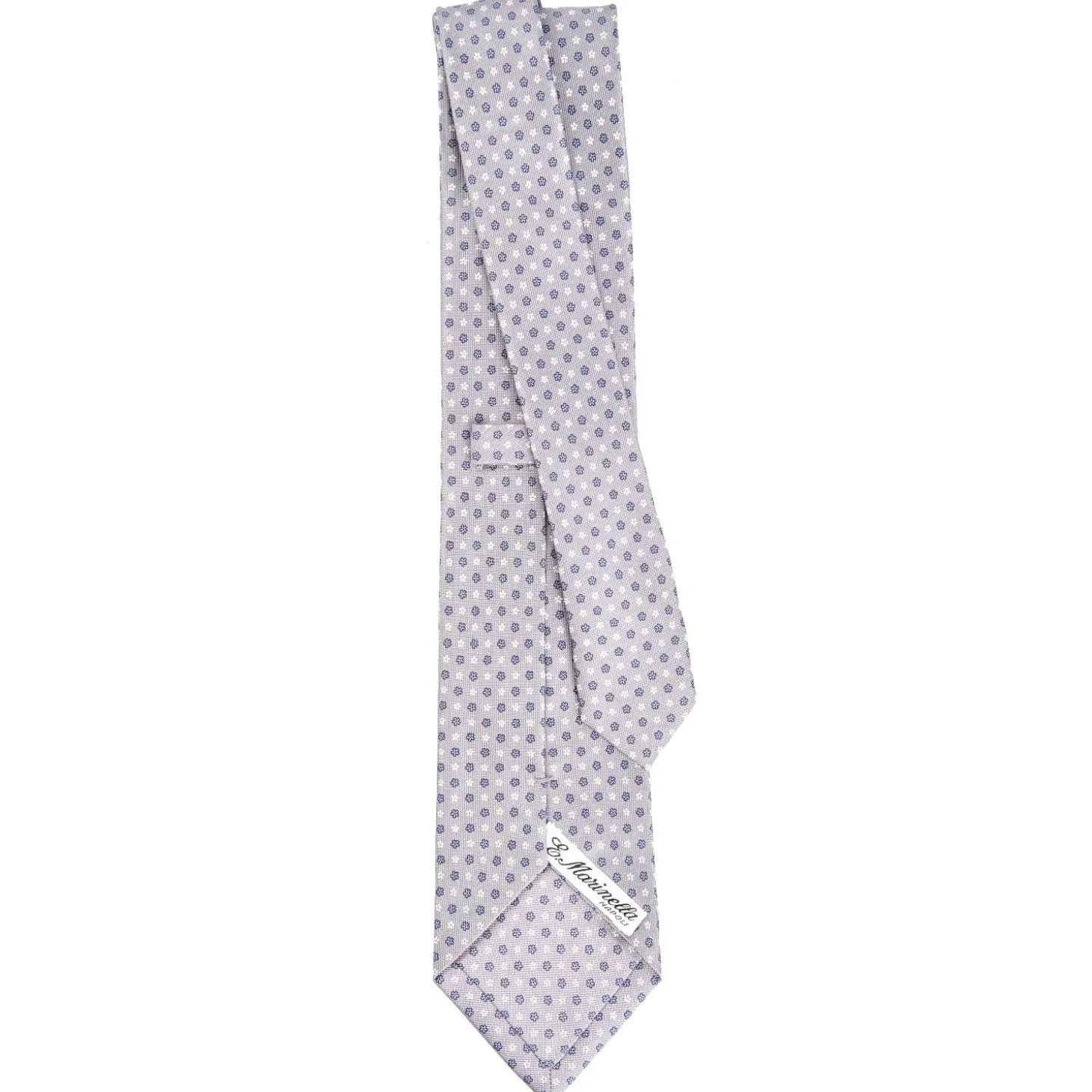 CRAVATTA SARTORIALE CLASSICA IN SETA GRIGIO CHIARO Microfantasia fiore