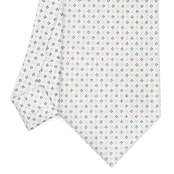 CRAVATTA SARTORIALE CLASSICA IN SETA BIANCA Microfantasia fiore