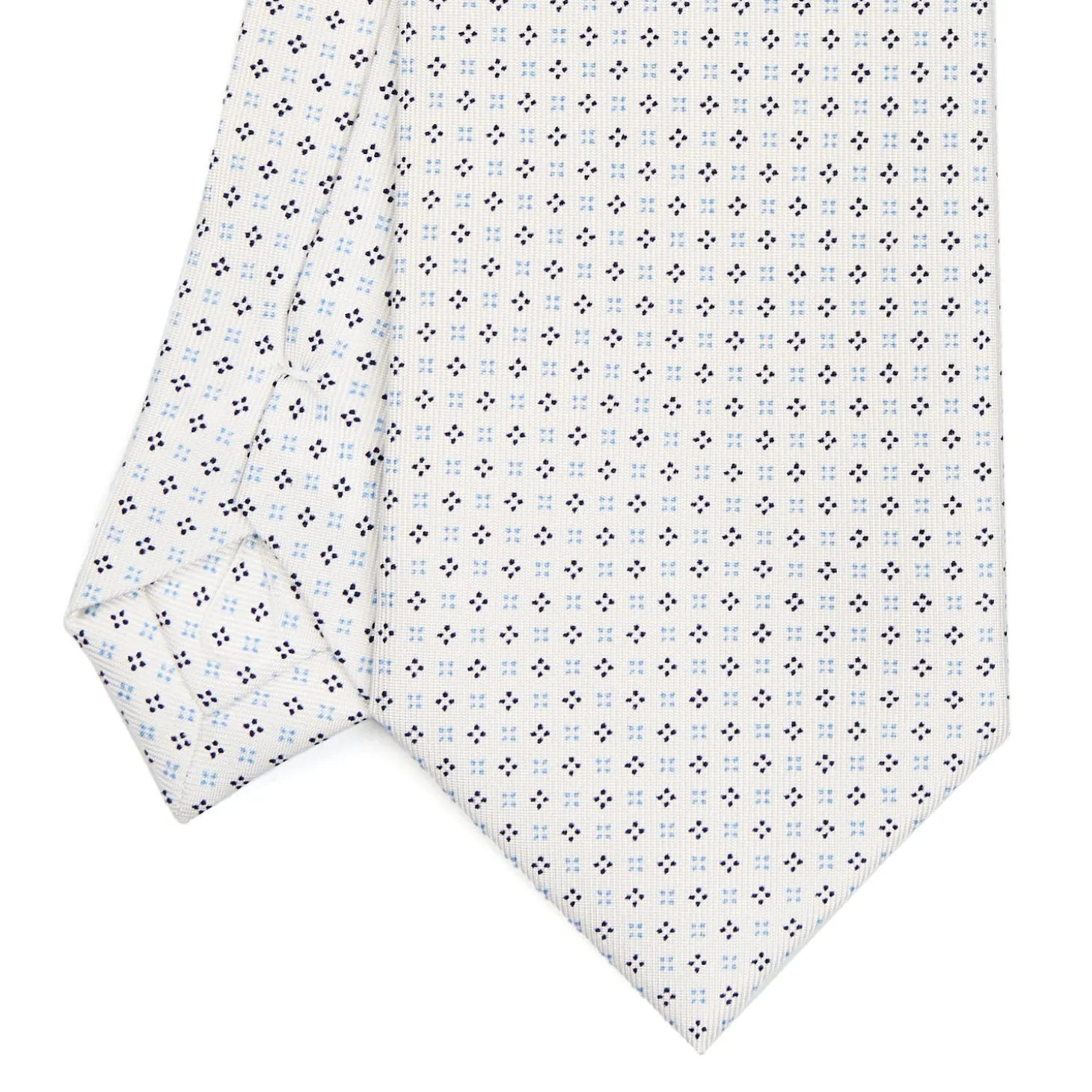 CRAVATTA SARTORIALE CLASSICA IN SETA BIANCA Microfantasia fiore