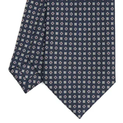 CRAVATTA SARTORIALE CLASSICA IN SETA BLU SCURO Microfantasia fiore