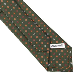 CRAVATTA SARTORIALE CLASSICA IN SETA VERDE OLIVA Microfantasia fiore