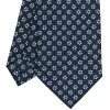 CRAVATTA SARTORIALE CLASSICA IN SETA BLU SCURO Microfantasia fiore
