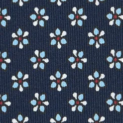 CRAVATTA SARTORIALE CLASSICA IN SETA BLU SCURO Microfantasia fiore