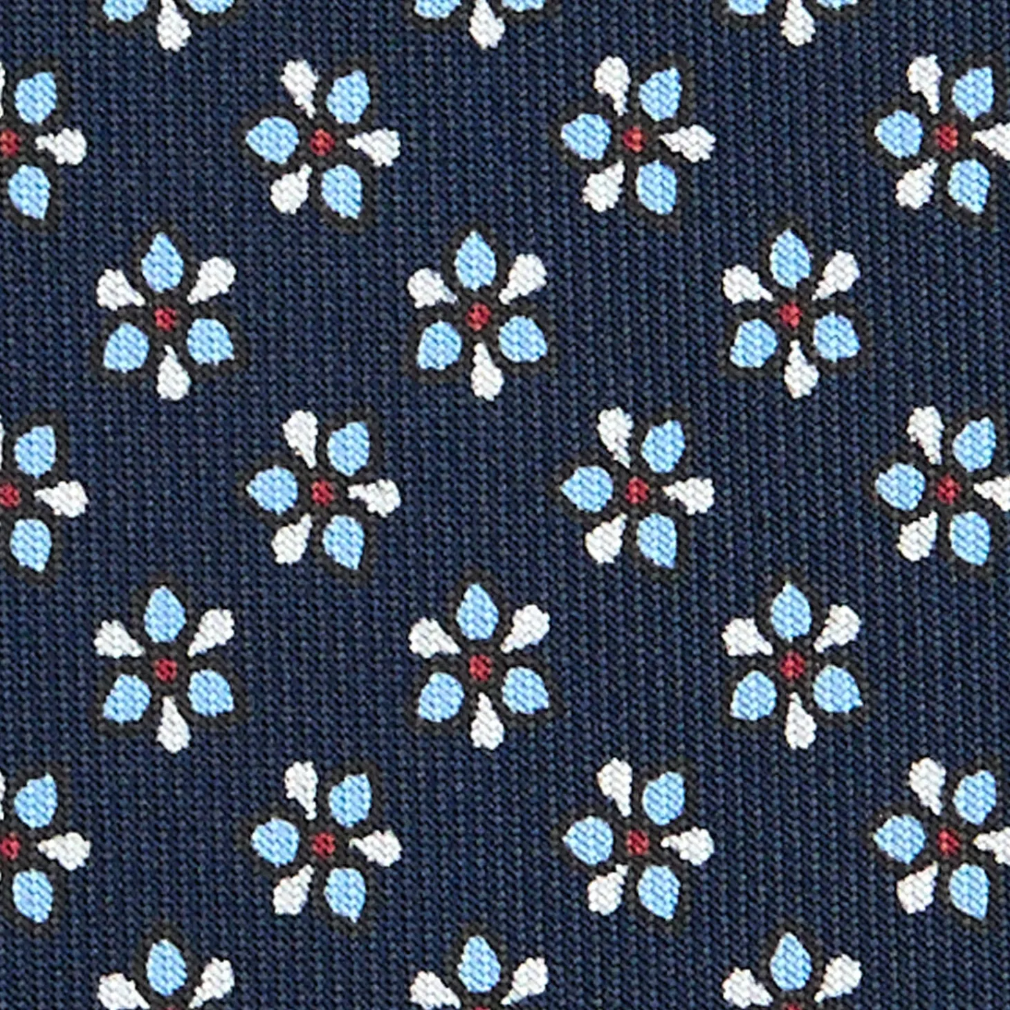 CRAVATTA SARTORIALE CLASSICA IN SETA BLU SCURO Microfantasia fiore
