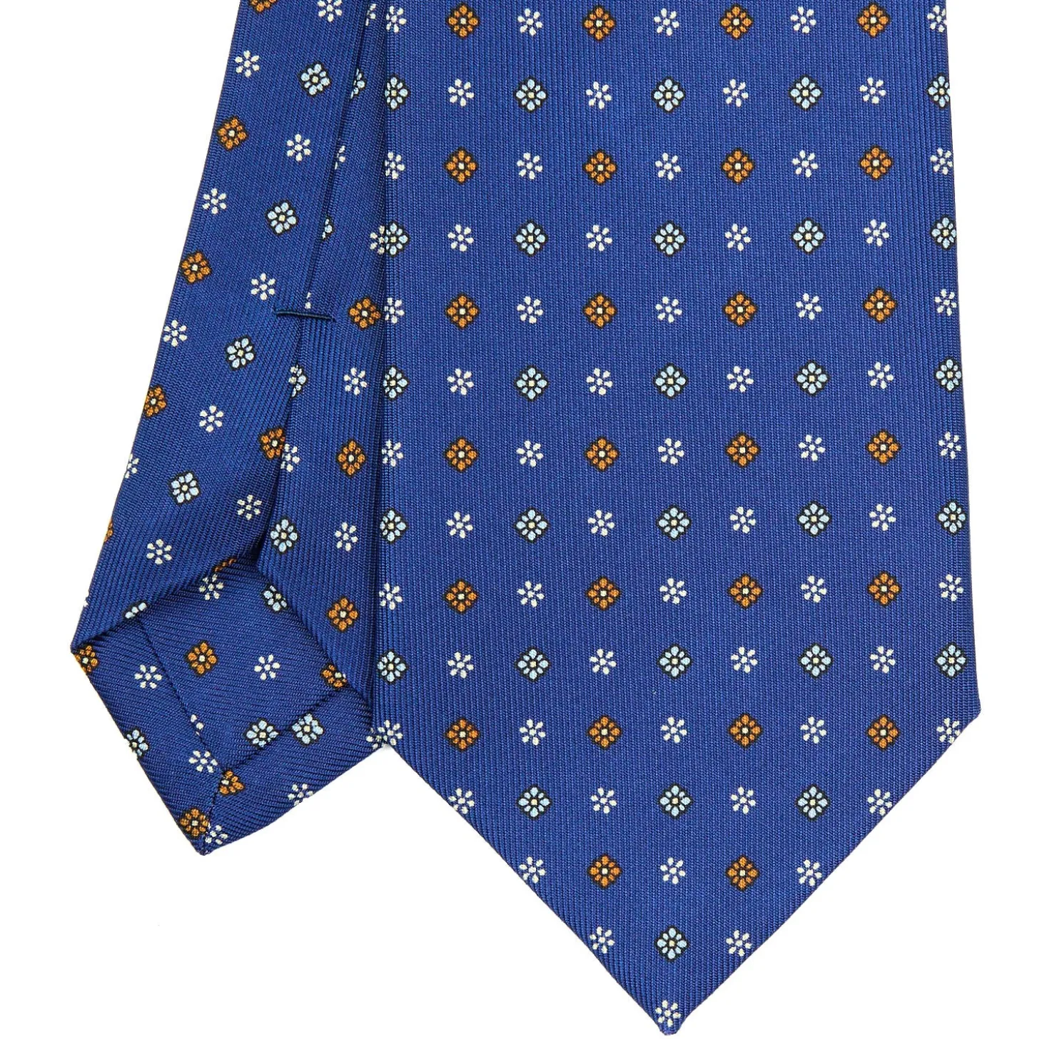 CRAVATTA SARTORIALE CLASSICA IN SETA BLU Microfantasia fiore