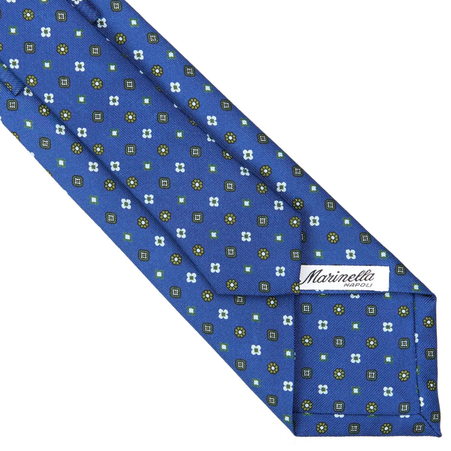 CRAVATTA SARTORIALE CLASSICA IN SETA BLU Microfantasia fiore