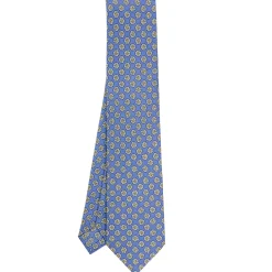 CRAVATTA SARTORIALE CLASSICA IN SETA AZZURRO POLVERE Microfantasia fiore