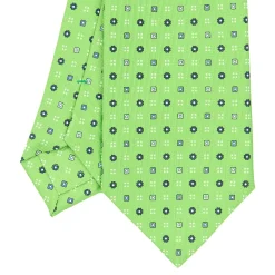 CRAVATTA SARTORIALE CLASSICA IN SETA VERDE CHIARO Microfantasia fiore