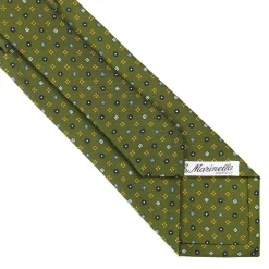 CRAVATTA SARTORIALE CLASSICA IN SETA VERDE OLIVA Microfantasia fiore