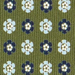 CRAVATTA SARTORIALE CLASSICA IN SETA VERDE OLIVA Microfantasia fiore